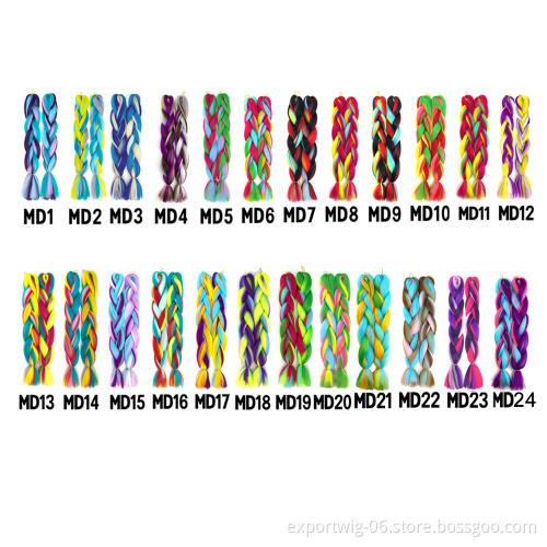 Jumbo Braiding hair Long Synthetic yaki Colorful ombre Braids Hair Crochet Braid Hair Extensions Red Yellow Blue Mix Color